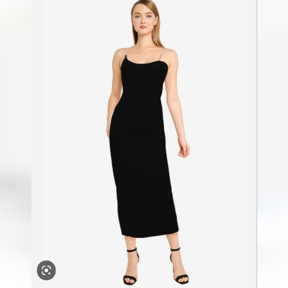 Missguided black ribbed midi w/ clear straps